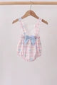 Pink Gingham Bow Print Lace Bubble