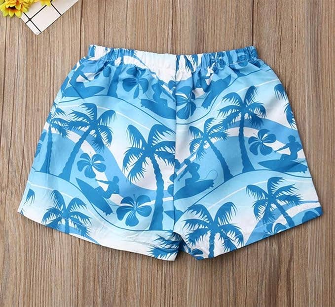 Blue Tropical Toddler Boy Swim Shorts: 3-4T