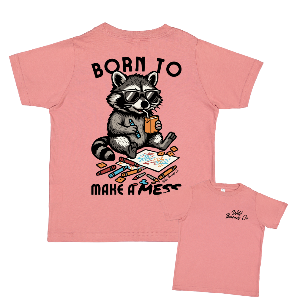 Born To Make A Mess Tee: Natural / M (10/12)