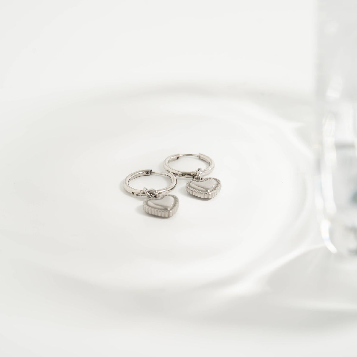 Heart Pendant Hoop Earrings 18K Gold