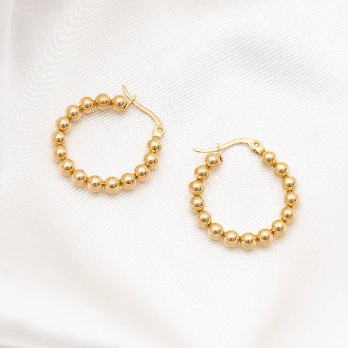 18K Gold PVD Ball Hoop Earrings