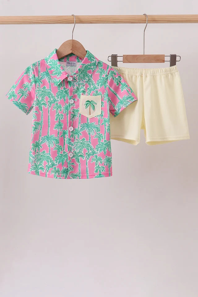 Boy Palm Tree Embroidered Set