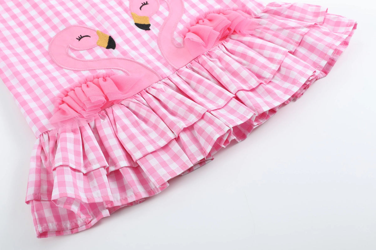 Flamingo Tulle Ruffle Dress