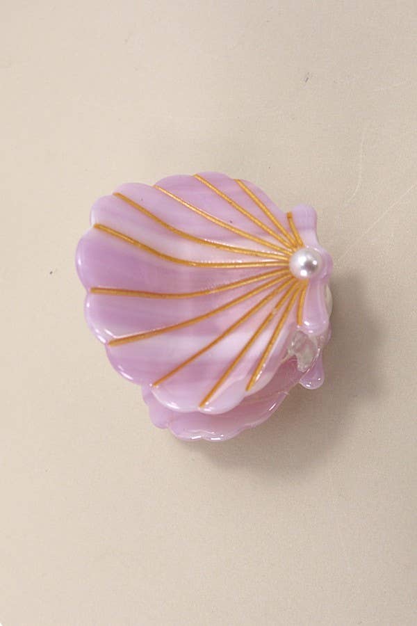 BEACH OCEAN CELLULOSE SEASHELL HAIR CLAW CLIPS | 40H782: Peach