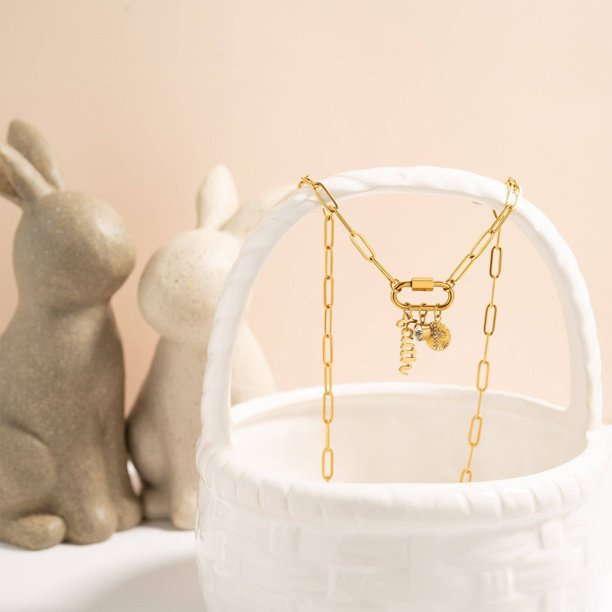 Paperclip Carabiner Necklace 18K PVD