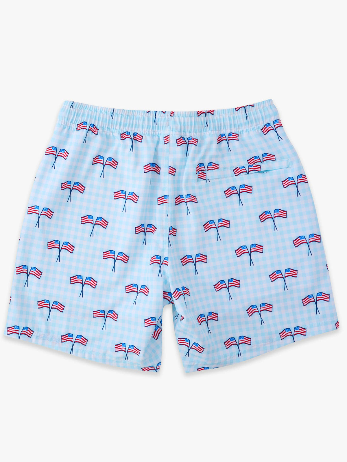 Men's Blue Patriotic Gingham Performance Hybrid Swim Trunks: Blue / Men's XL
