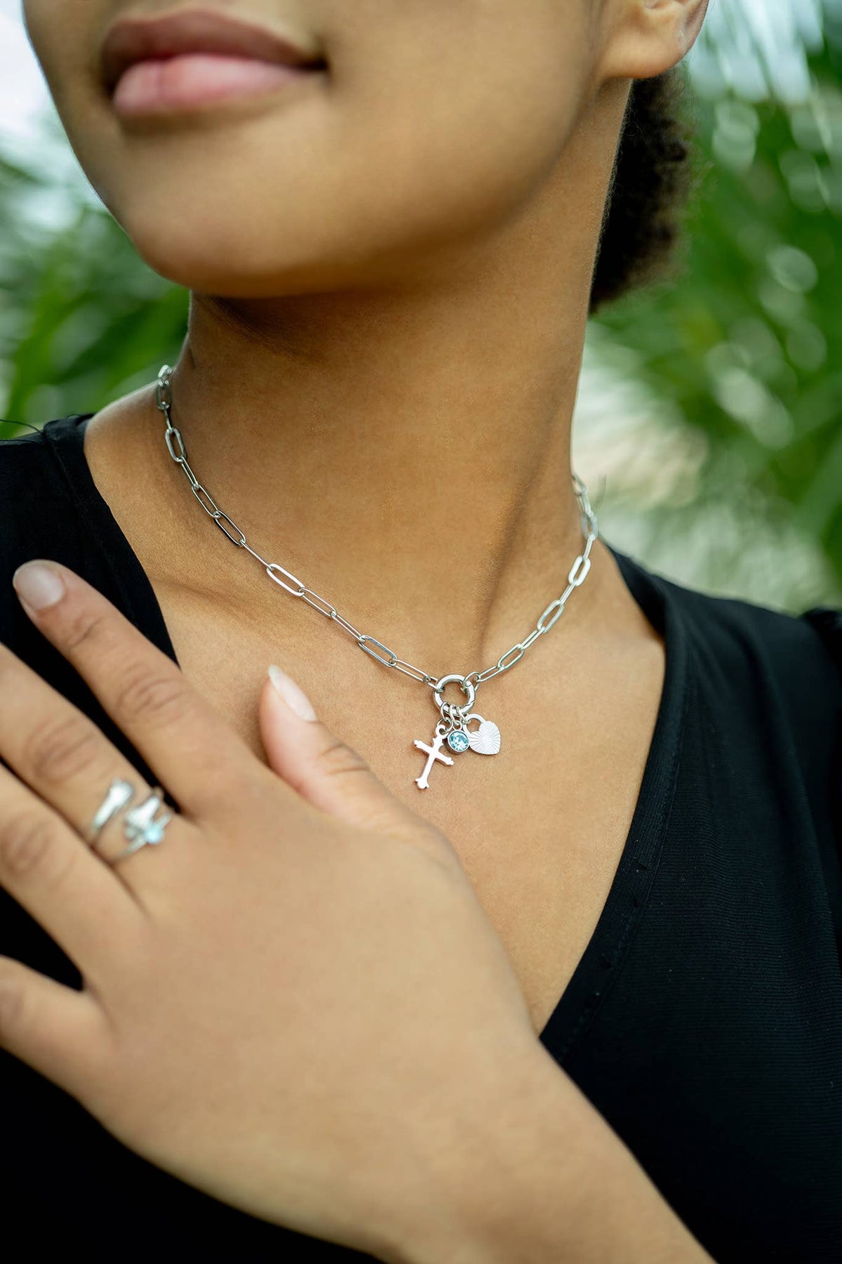 Paperclip Carabiner Charm Holder Necklace