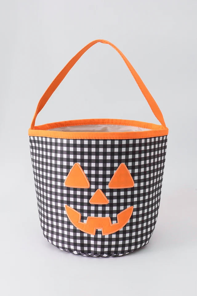 Pumpkin Applique Gingham Basket