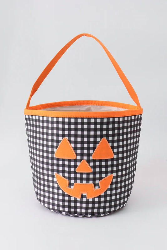 Pumpkin Applique Gingham Basket