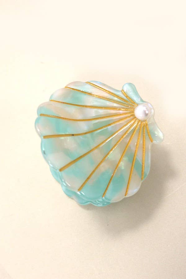 BEACH OCEAN CELLULOSE SEASHELL HAIR CLAW CLIPS | 40H782: Mint