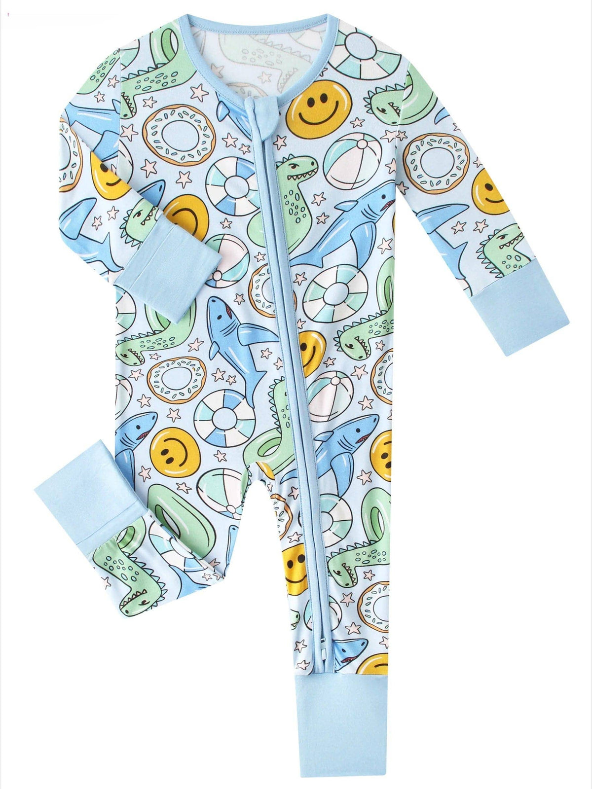 Posh TOT Pool Floats Bamboo Baby Convertible Zippy Romper: 0-3M