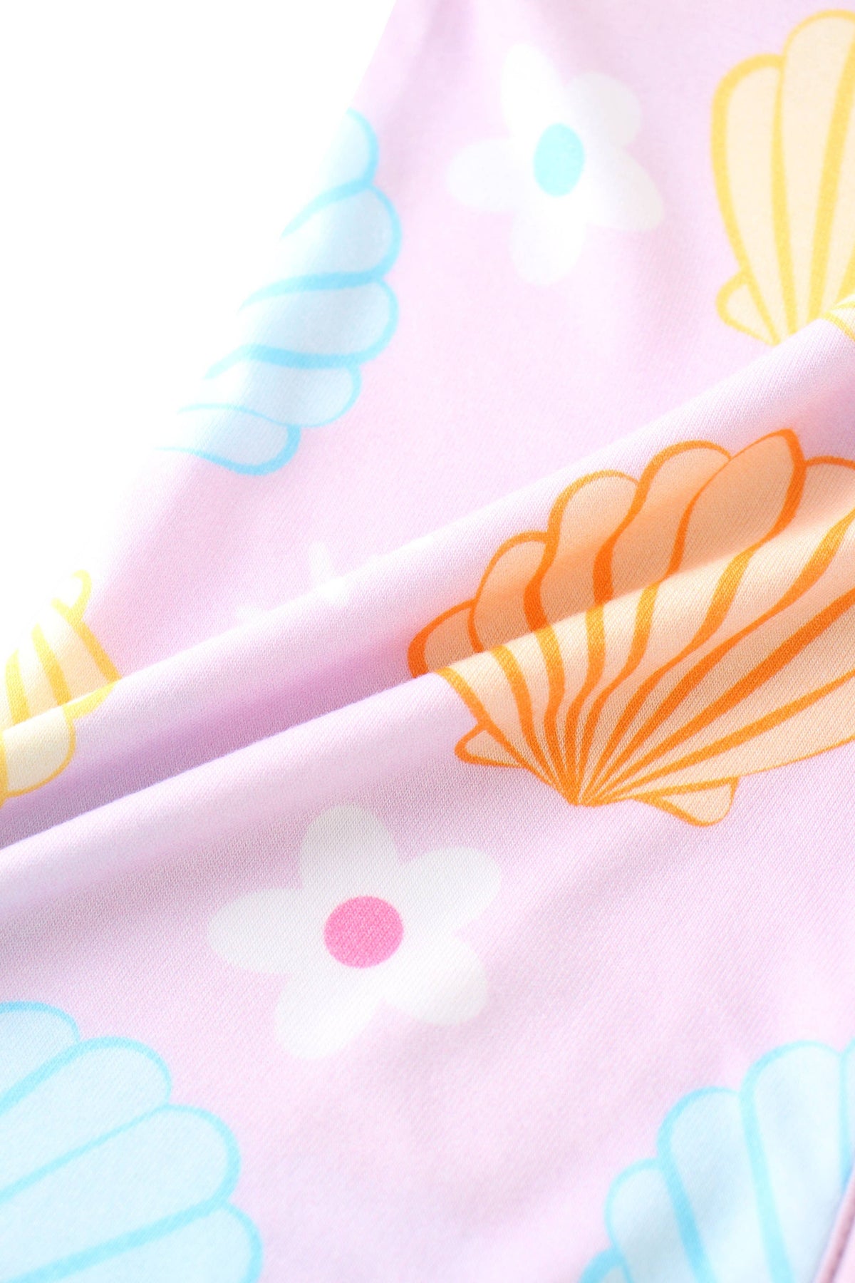 Posh TOT Pastel Seashell Bamboo Baby Convertible Zippy Romper: 6-12M
