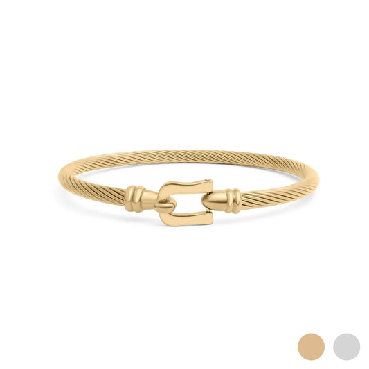 18K Gold PVD Buckle Clasp Bangle Bracelet