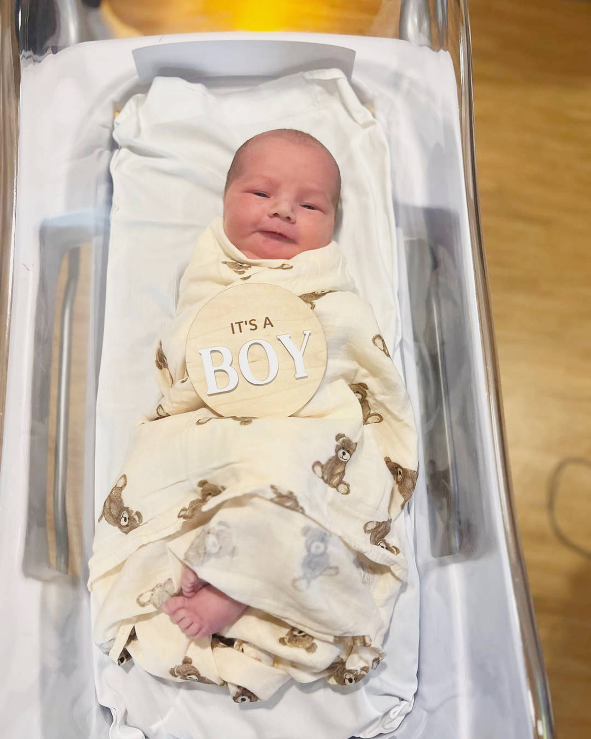 Bamboo Muslin Swaddle Baby Blanket (Teddy Bear)