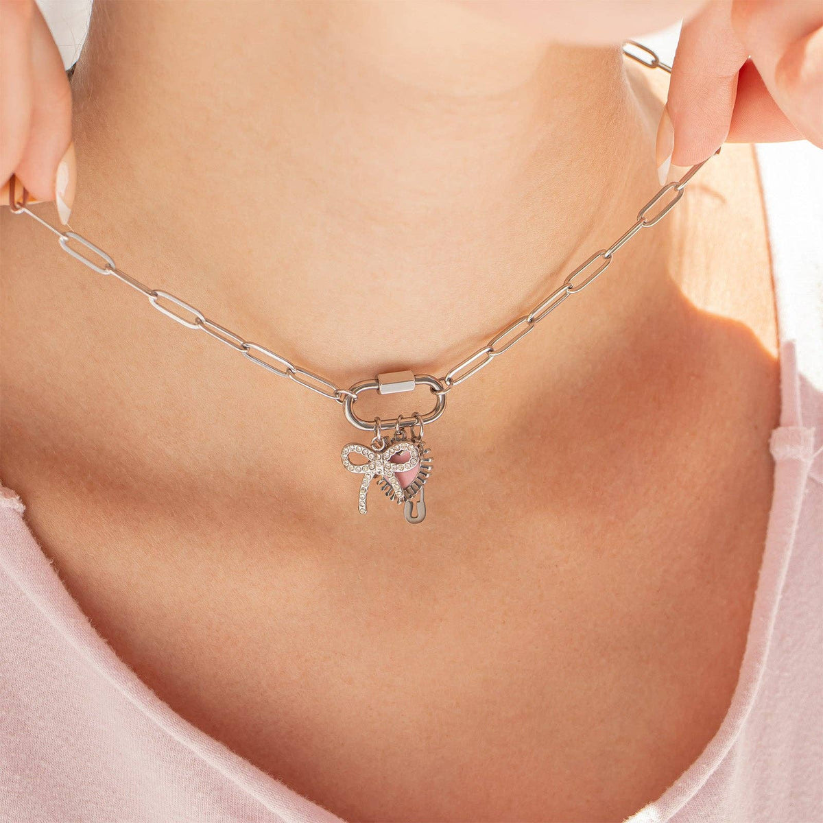 Paperclip Carabiner Necklace 18K PVD