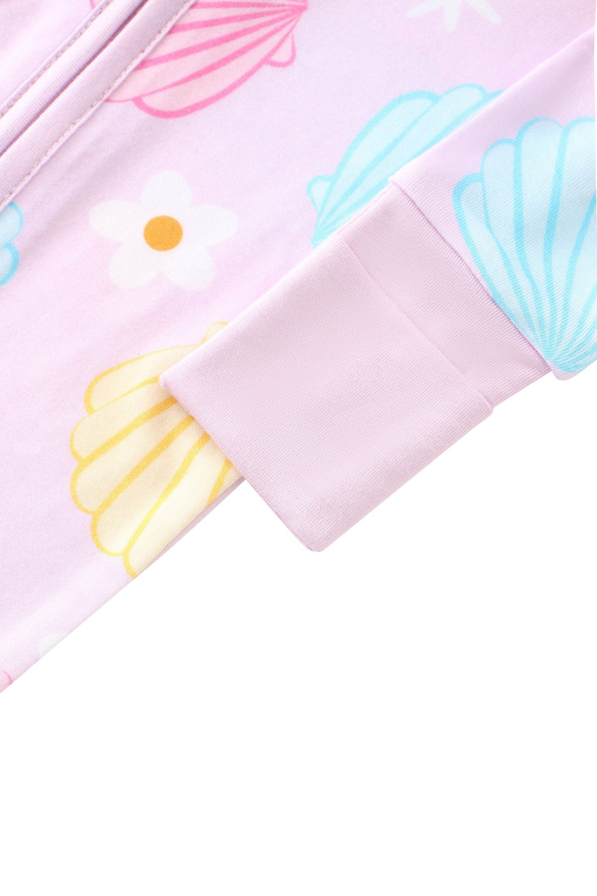 Posh TOT Pastel Seashell Bamboo Baby Convertible Zippy Romper: 3-6M