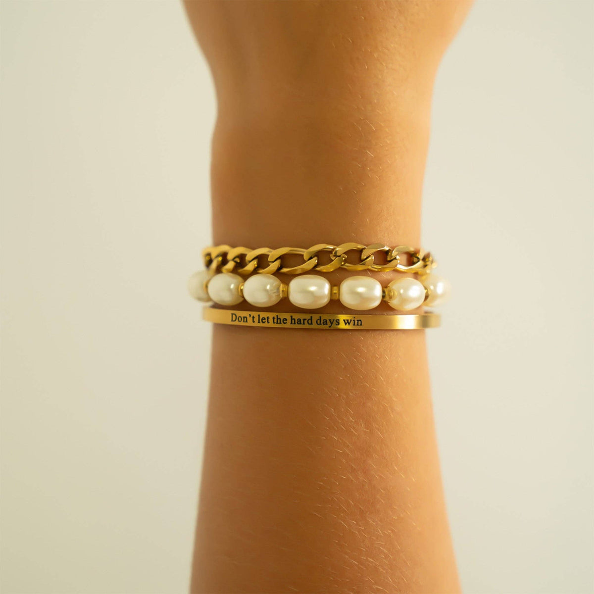 Don't Let Hard Days Win Engraved Bracelet 18K PVD