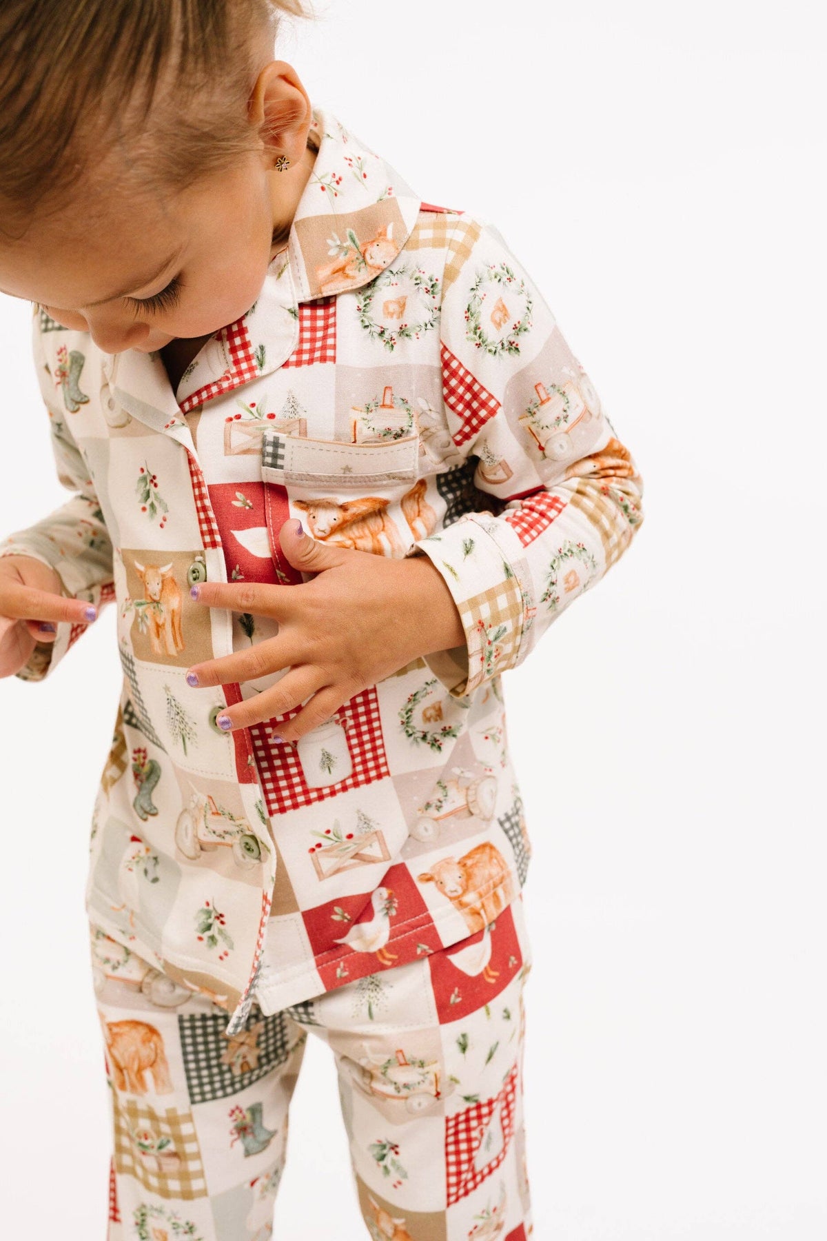 Country Christmas Kid Button Up