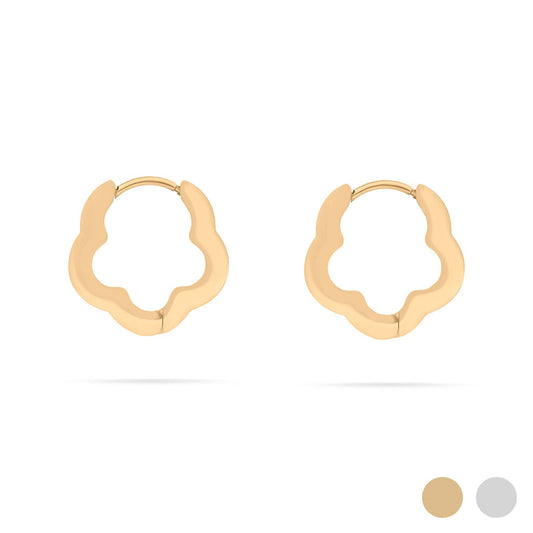 18K Gold PVD Flower Huggie Earrings
