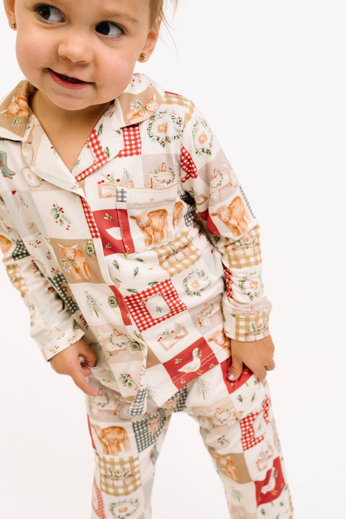 Country Christmas Kid Button Up