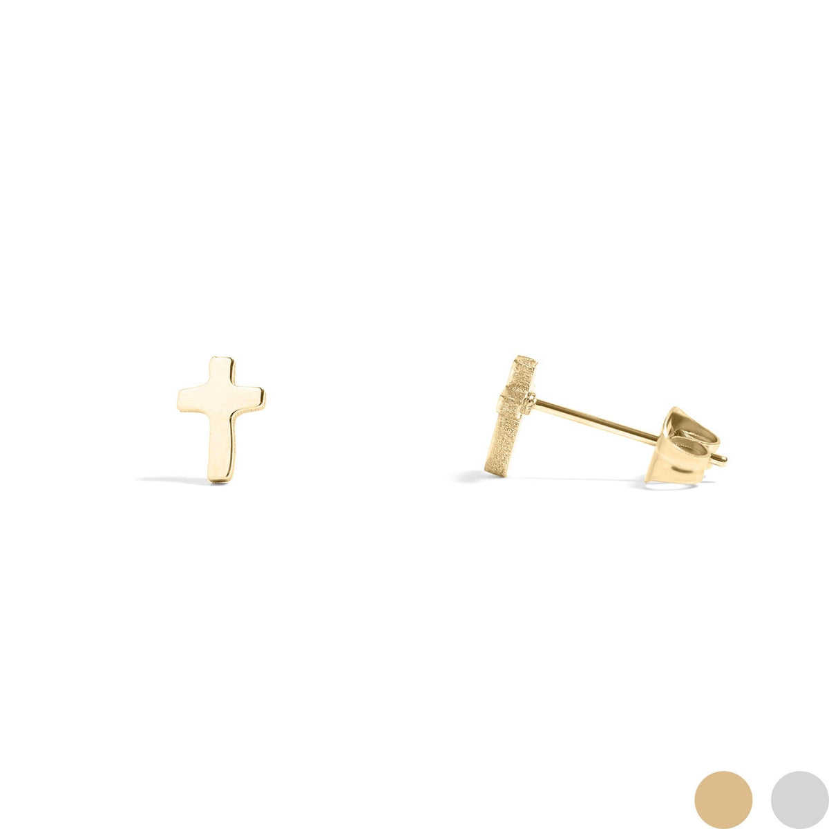 18K Gold PVD Cross Stud Earrings