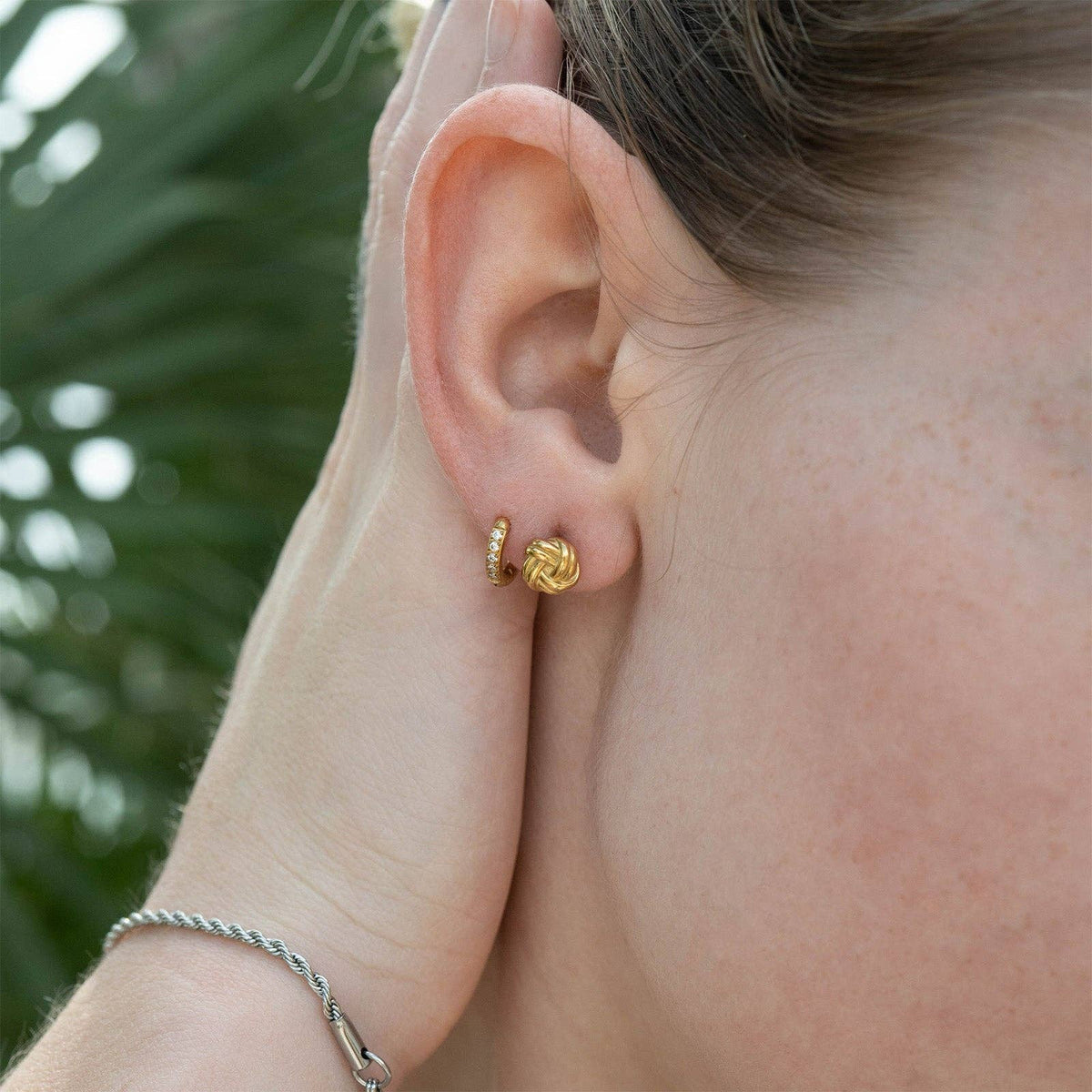 CZ Mini Huggie Earrings 18 Gold PVD