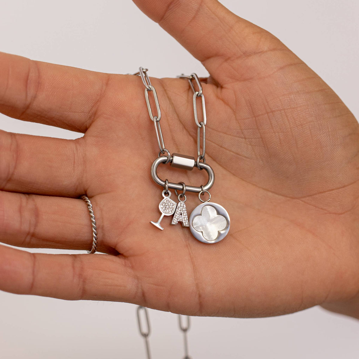 Paperclip Carabiner Necklace 18K PVD