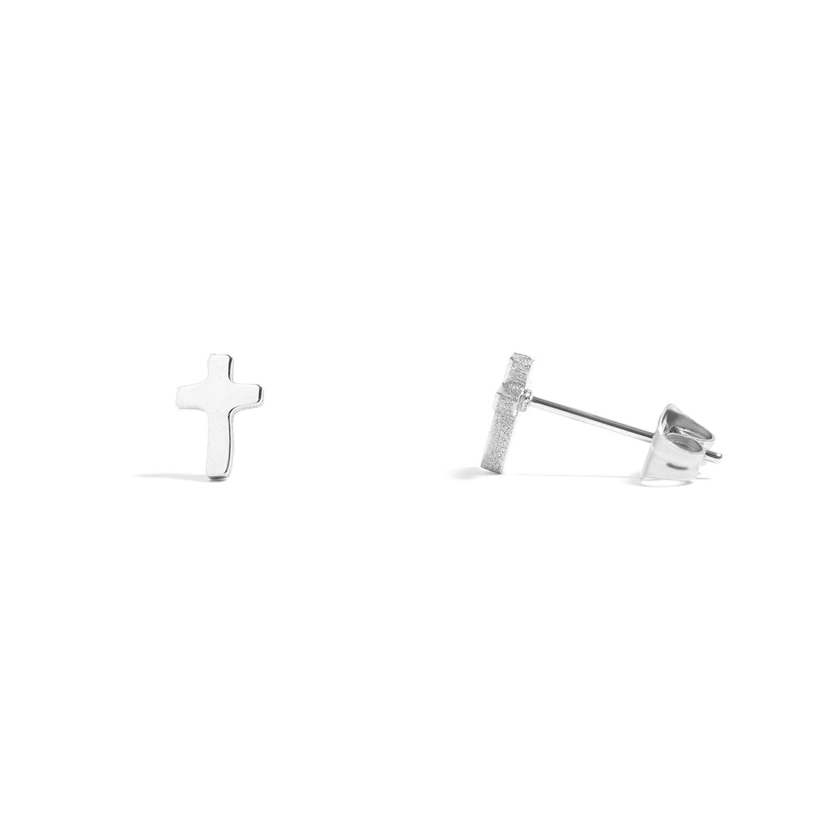 18K Gold PVD Cross Stud Earrings