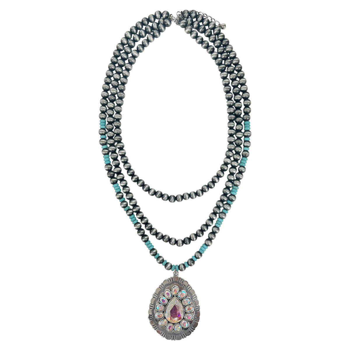 Special Treatment Silver and Turquoise Layered Necklace: Silver Turquoise / One Size