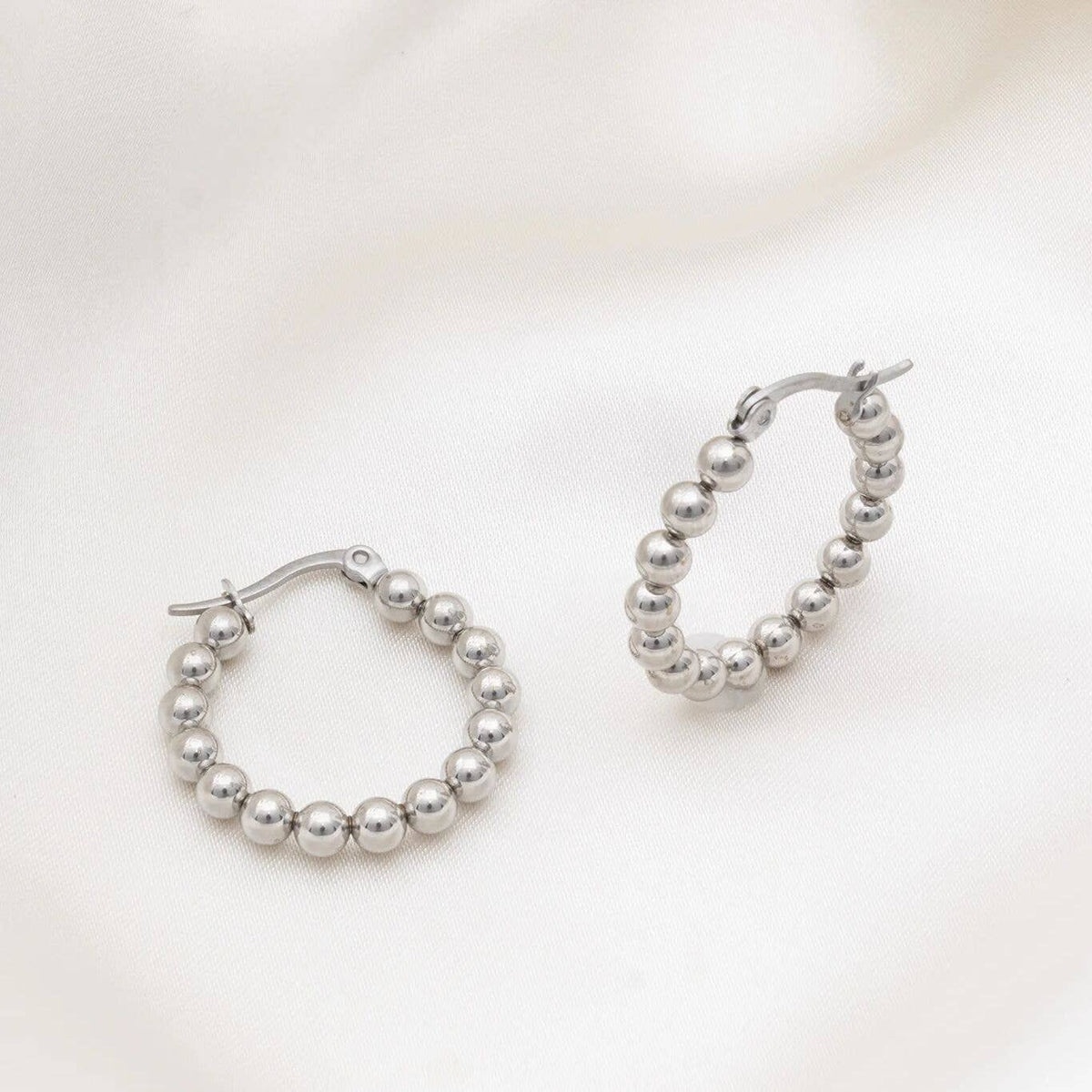 18K Gold PVD Ball Hoop Earrings