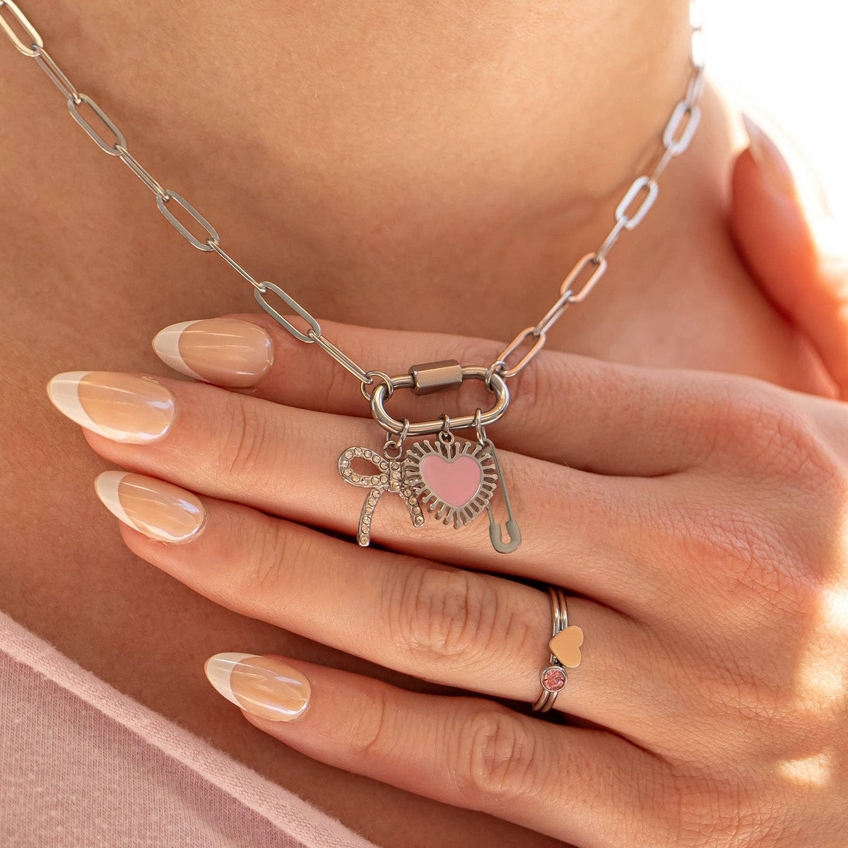 Paperclip Carabiner Necklace 18K PVD