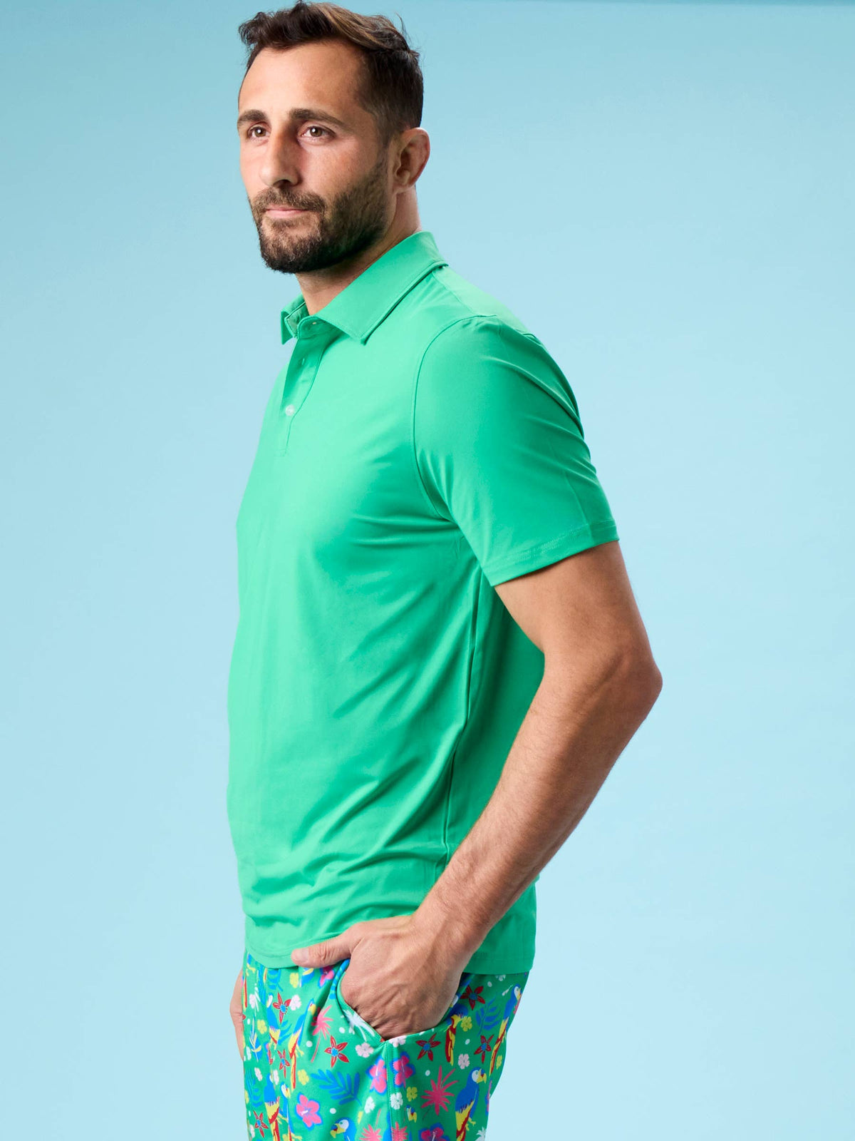 Men's Bright Green Knit Short Sleeve Performance Polo: Green / Men's XL
