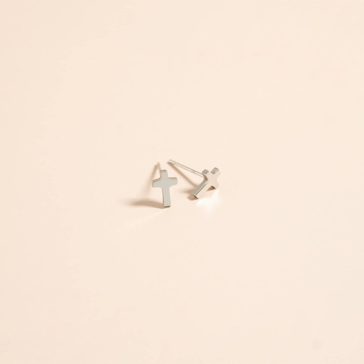 18K Gold PVD Cross Stud Earrings
