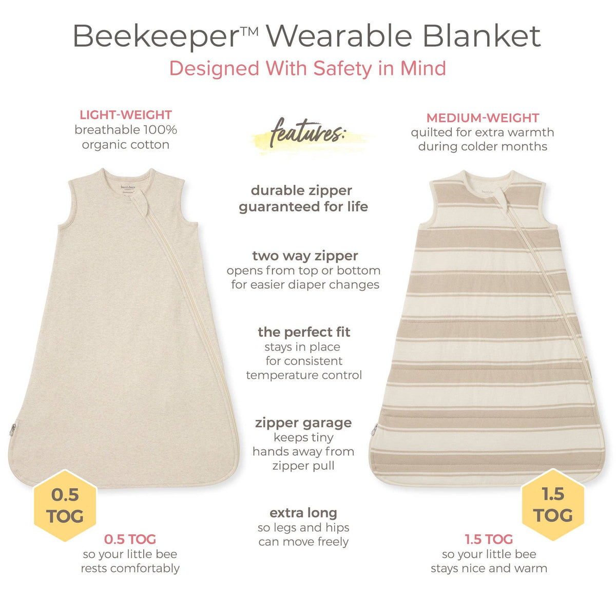 Organic Lightweight Wearable Baby Blanket - Oatmeal