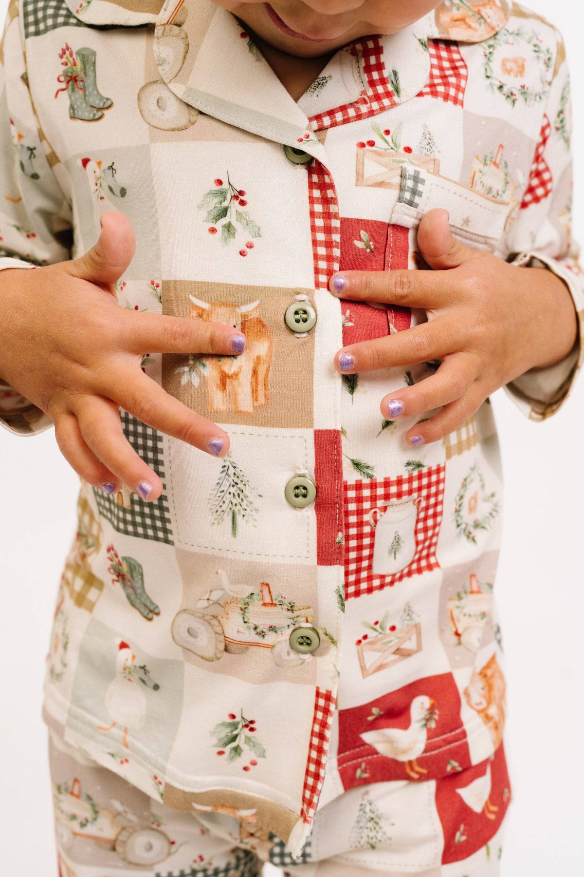 Country Christmas Kid Button Up