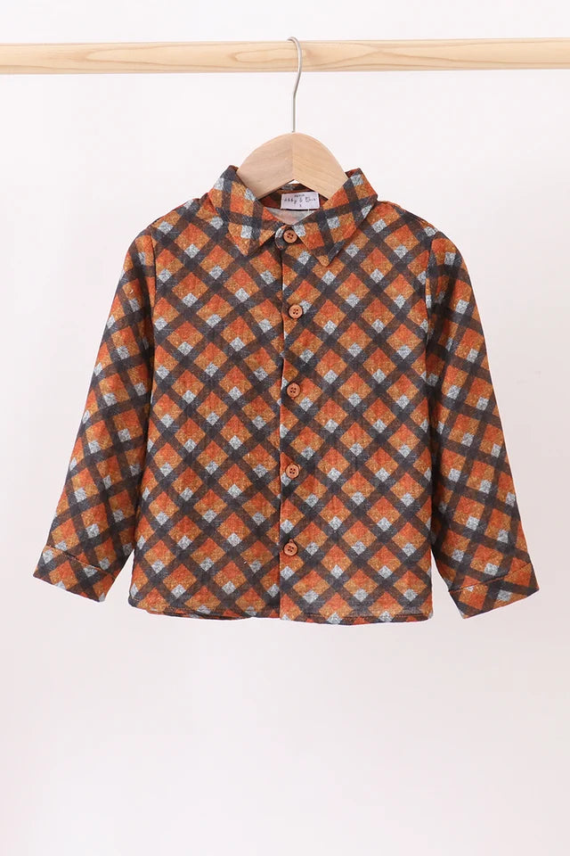 Brown Plaid Button Down Muslin Shirt