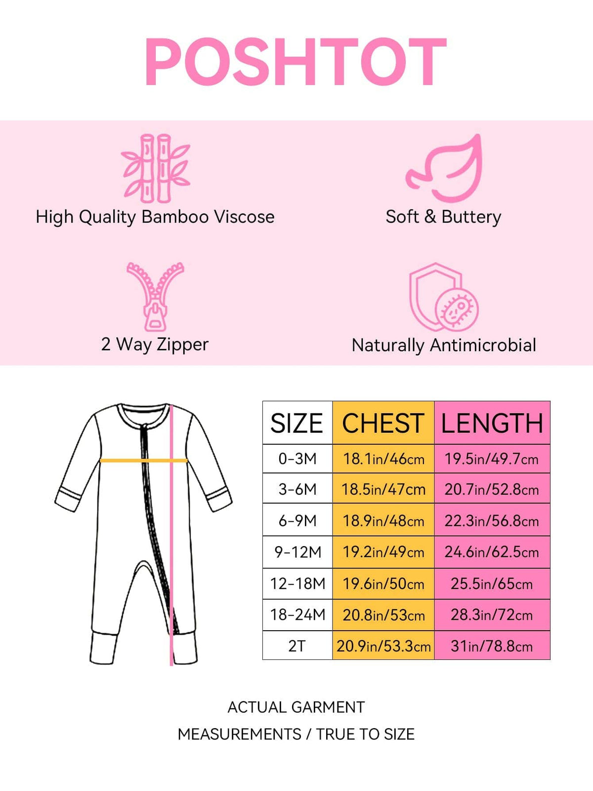 Posh TOT Coral Garden Bamboo Baby Convertible Zippy Romper: 18-24M