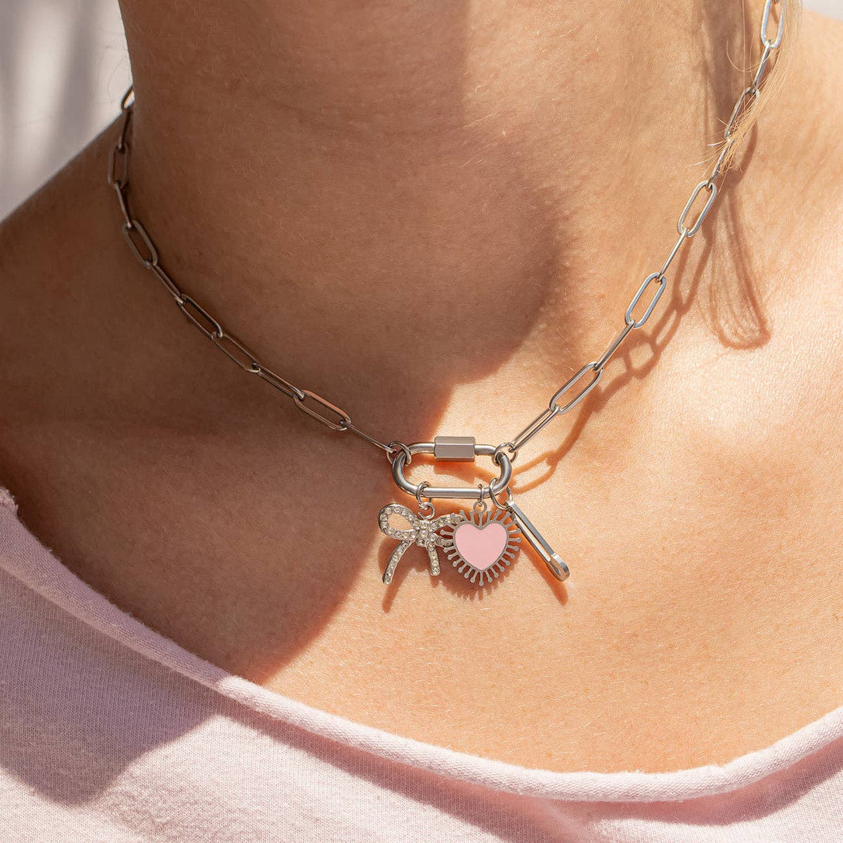Paperclip Carabiner Necklace 18K PVD