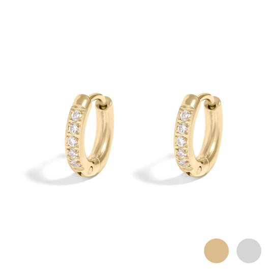 CZ Mini Huggie Earrings 18 Gold PVD