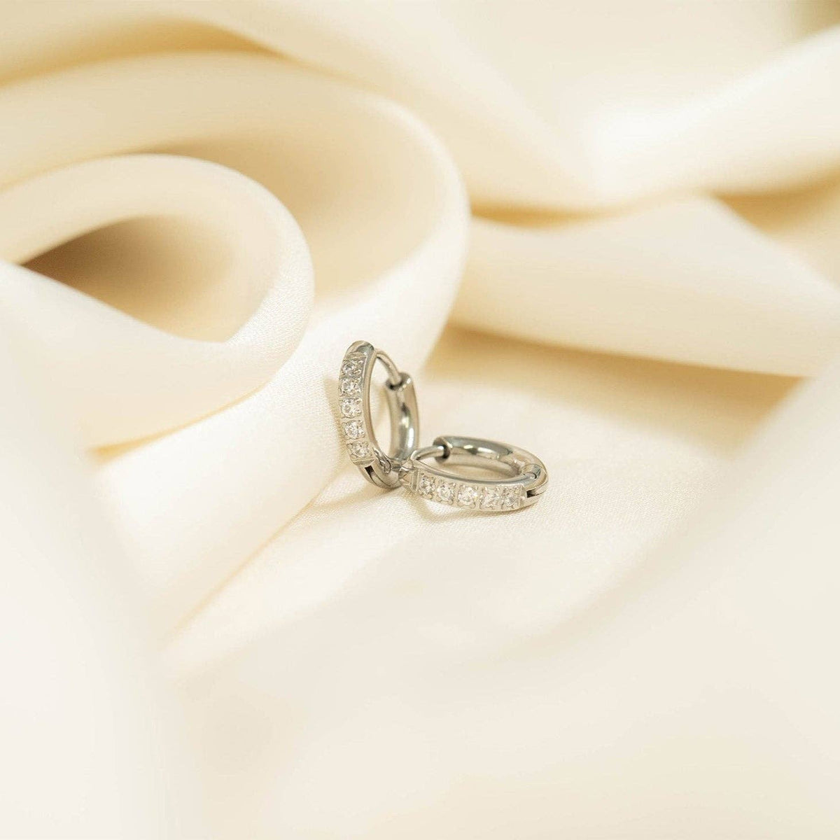 CZ Mini Huggie Earrings 18 Gold PVD