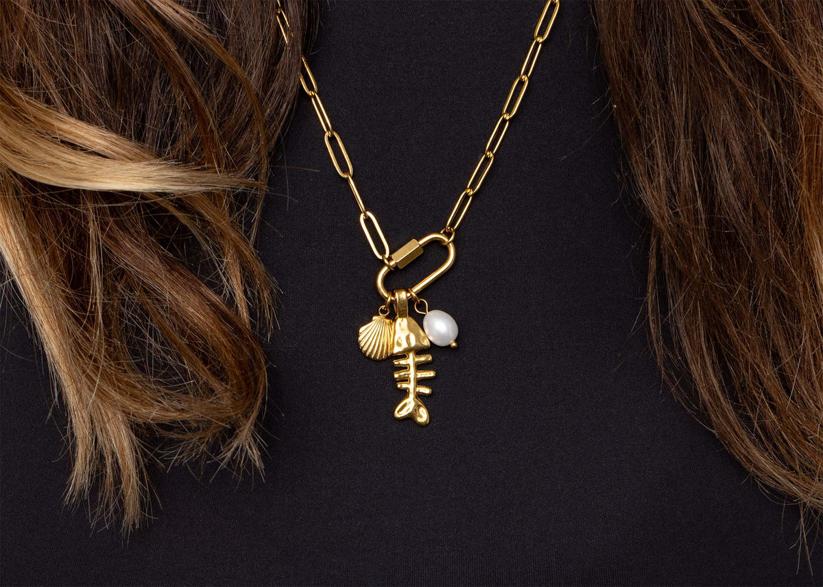 Paperclip Carabiner Necklace 18K PVD