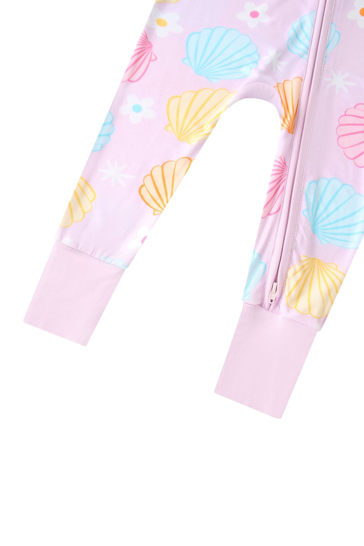 Posh TOT Pastel Seashell Bamboo Baby Convertible Zippy Romper: 3-6M
