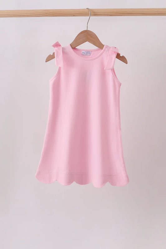 Pink Scalloped Bow Dress