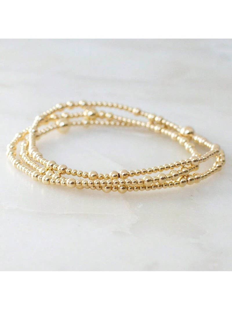 MULTI LAYER GOLD BALL CHAIN BEADED BRACELET | 40B5179: GOLD