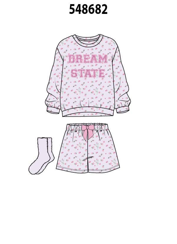 Dream State Floral Girls Pajama Short Set