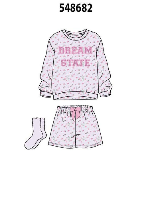 Dream State Floral Girls Pajama Short Set