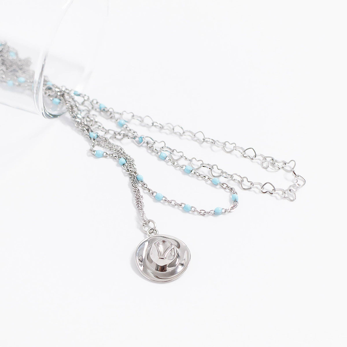 Turquoise Chain Necklace 18K Gold PVD