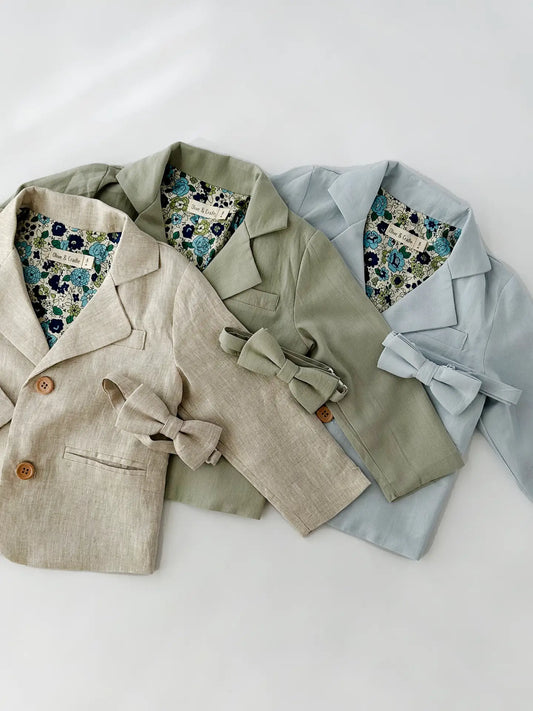 Boys Blazer 2pc Cotton Linen Casual Set