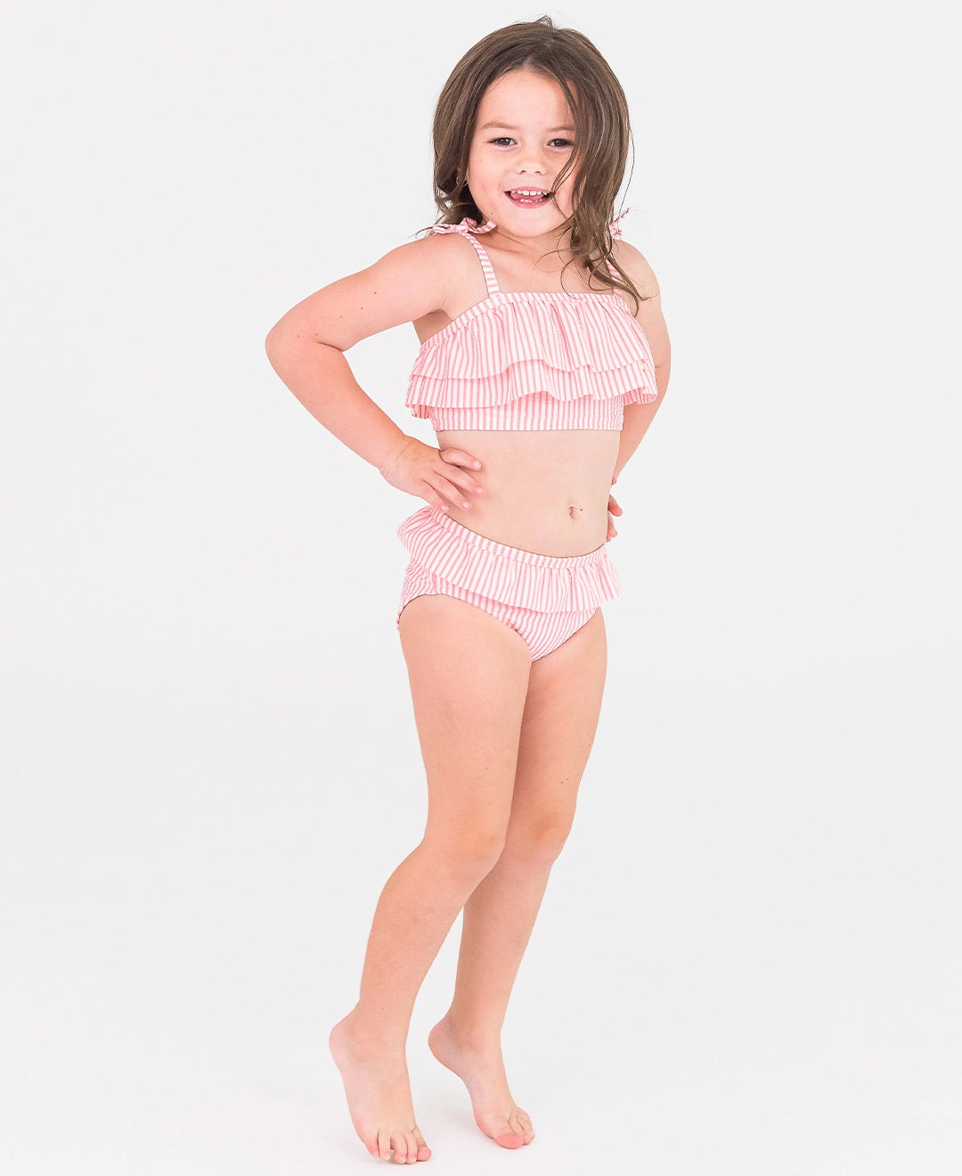 Bubblegum Pink Seersucker Seersucker Bow Ruffle Bikini