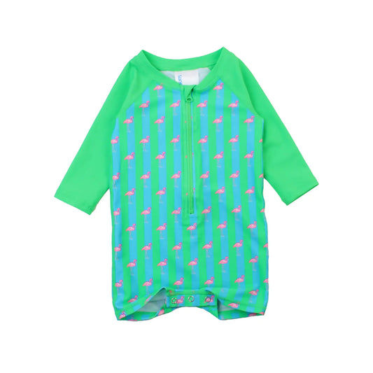 Neon Flamingo Stripe Rash Guard